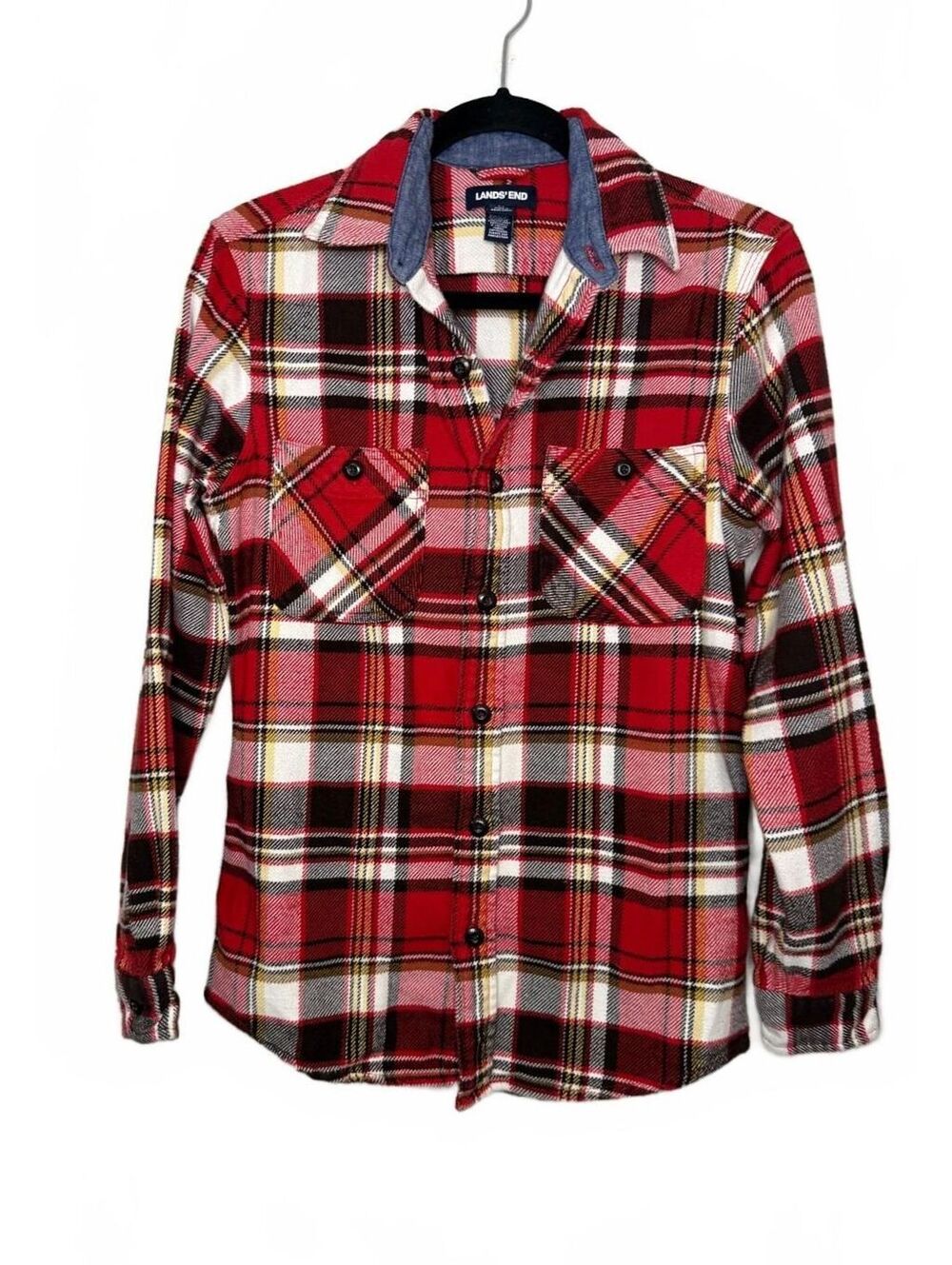 Lands' End Women's Plaid Flannel Shirt Size XS